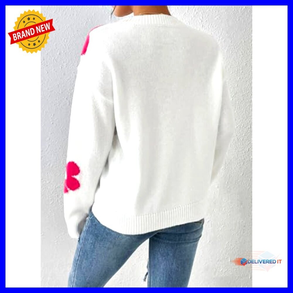 Oversized Floral Crewneck Sweater Vintage Y2K Pullover Long Sleeve - Picture 3 of 7